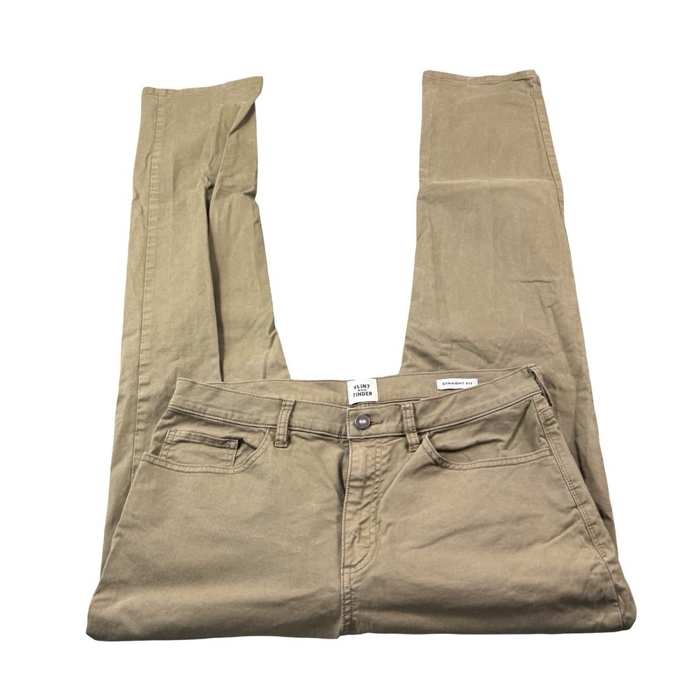 Flint And Tinder Brown Straight Fit Cotton Mens 5 Pocket Pant Size 34X34